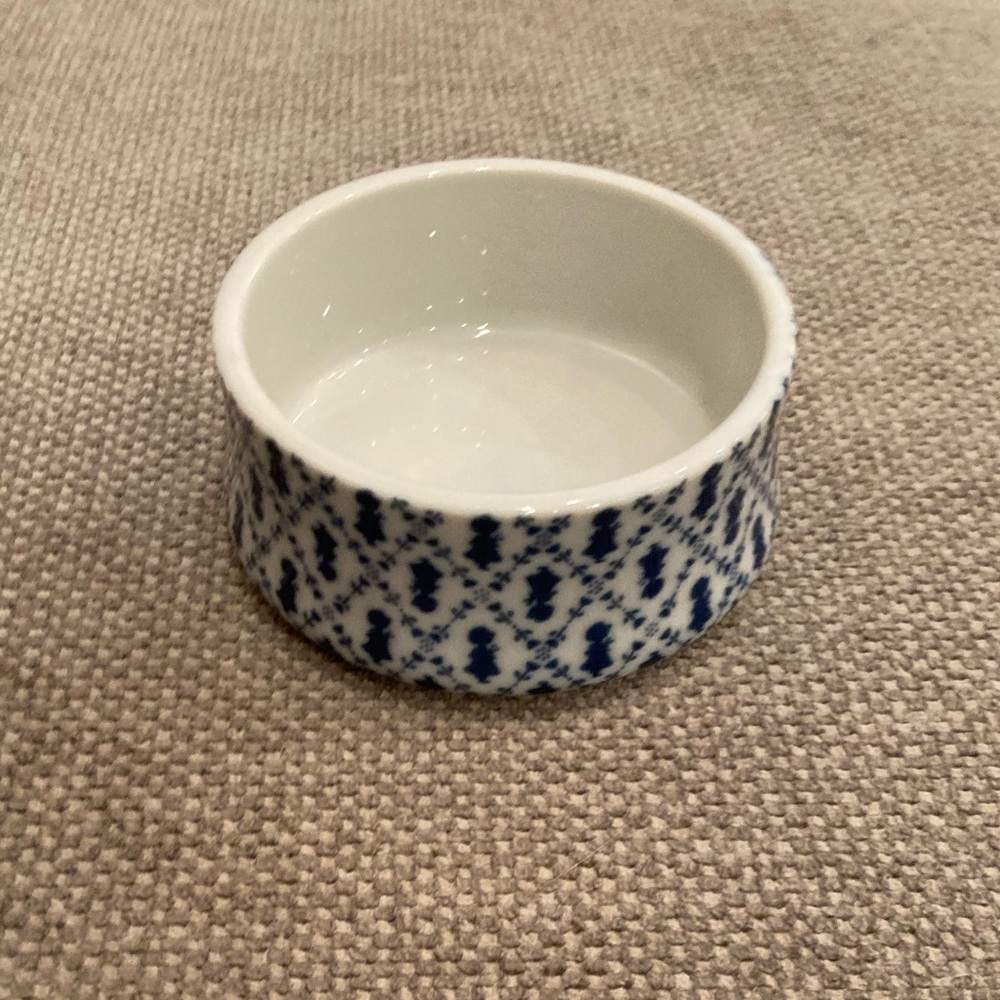 Vintage Holly Hobbie Blue & White Porcelain Trinket Bowl